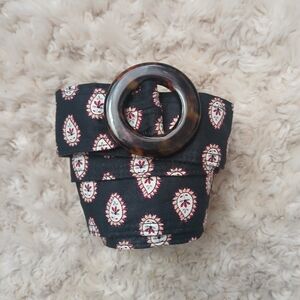 💎 VERA BRADLEY Women's Belt Reversible Paisley Cloth Belt Tortoise Buckle